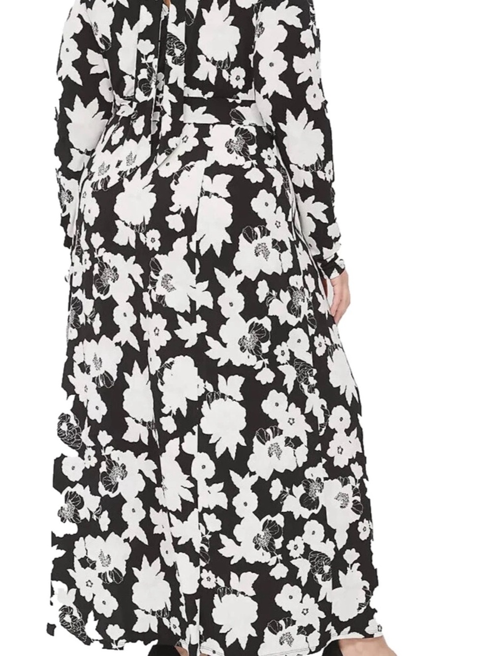 Torrid Black White Floral Mock Neck Long Sleeve Maxi Dress Size